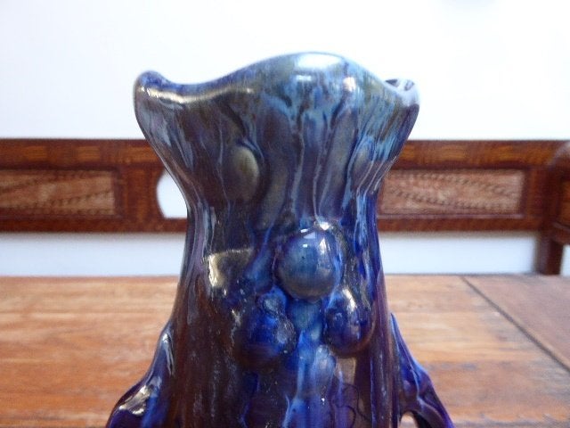 Art nouveau keramiek vaas met druipglazuur., Ophalen of Verzenden