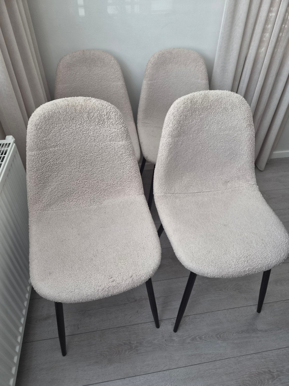 Marije Eetkamerstoel Teddy Taupe 4 stuks, Huis en Inrichting, Ophalen, Gebruikt, Overige kleuren, Metaal