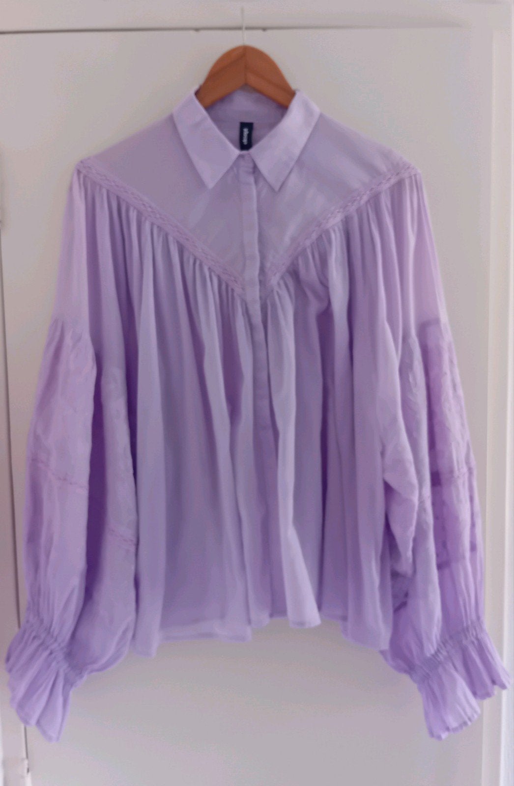 Eksept by Shoeby blouse lila paars pofmouw borduursel L/40, Maat 38/40 (M), Paars, Ophalen of Verzenden, Zo goed als nieuw