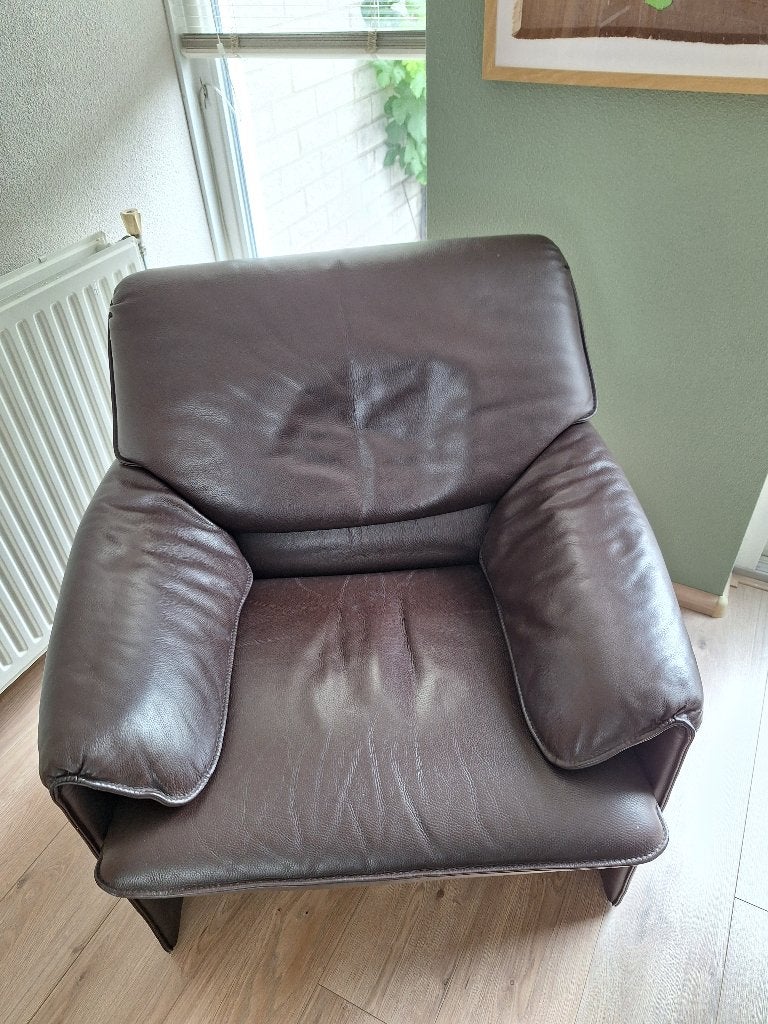 Leolux Bora Beta Fauteuil Bruin leer, Ophalen, Gebruikt, Minder dan 75 cm, Leer