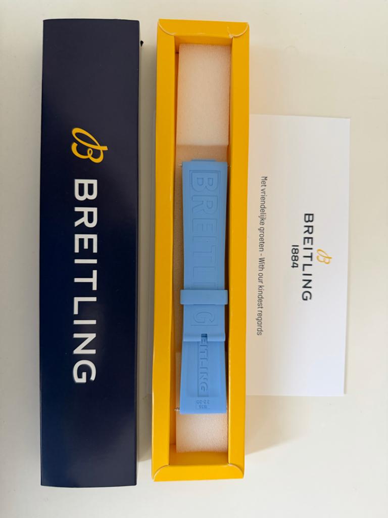 Breitling 22/20mm turquoise Diver Pro 3 horloge band, Overige materialen, Breitling, Polshorloge, Nieuw