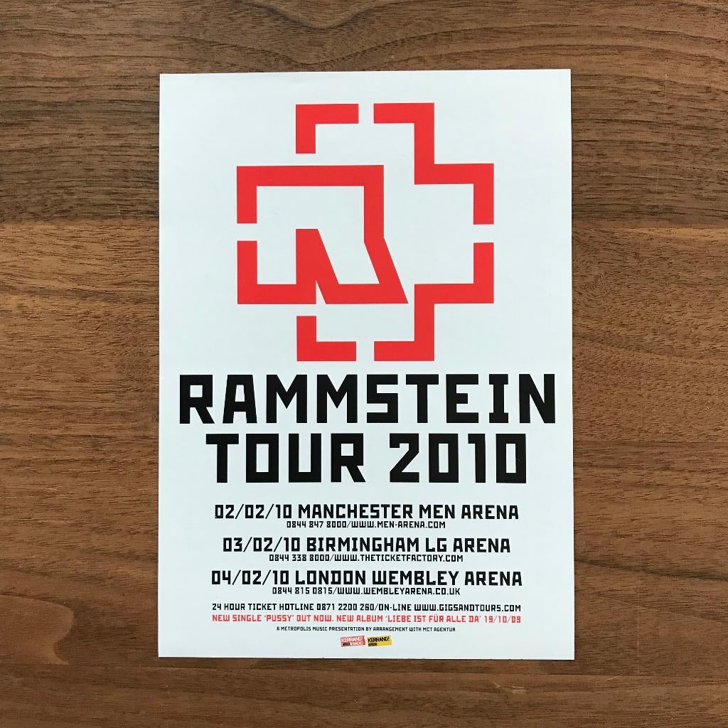 Rammstein tour flyer live concert, Ophalen of Verzenden, Zo goed als nieuw, Boek, Tijdschrift of Artikel