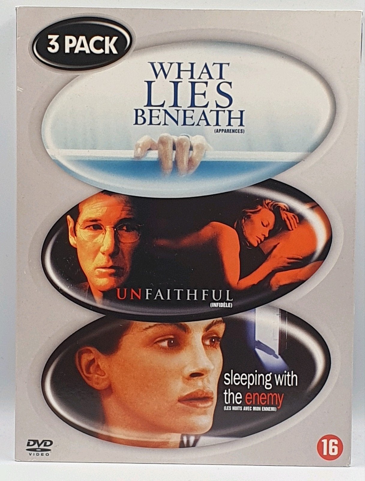 3-pack DVD: What Lies Beneath, Unfaithful, Sleeping, Vanaf 16 jaar, Nederlands, Ophalen of Verzenden, Gebruikt