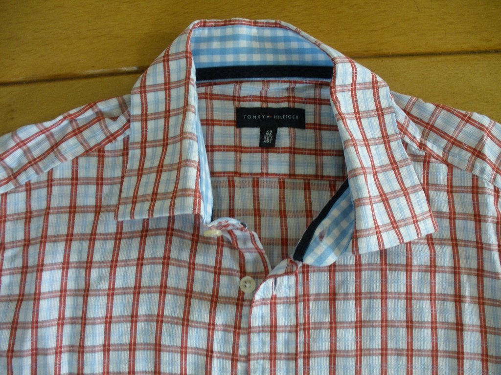 TOMMY HILFIGER bloes wit rood blauw ruit maat 42, Ophalen of Verzenden, Zo goed als nieuw, Blauw, Tommy Hilfiger