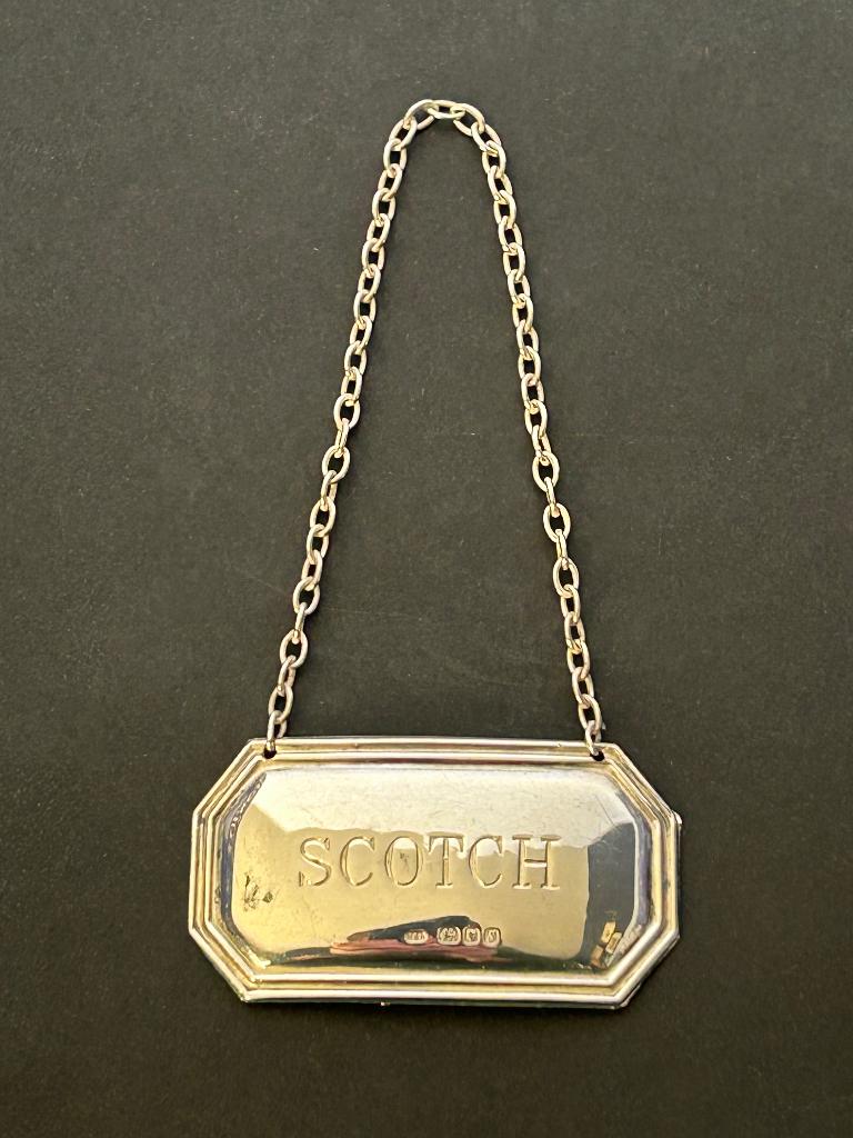 Engels zilver English sterling silver decanter karaf label, Ophalen of Verzenden, Zilver