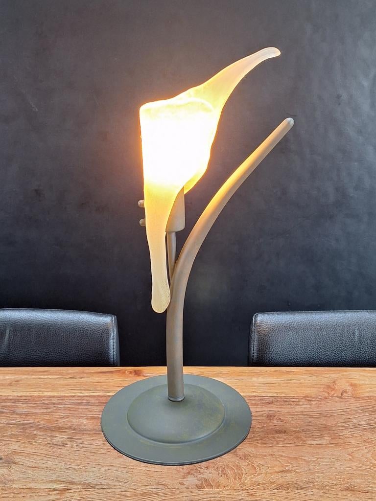 Willemse design tafellamp lamp glazen glas bloem metalen tak, Modern design, Gebruikt, Ophalen of Verzenden, Glas