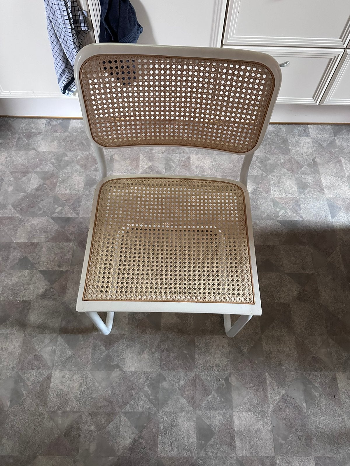 Marcel Breuer stijl  wit frame  webbing/riet, Wit, Riet of Rotan, Ophalen of Verzenden, Zo goed als nieuw