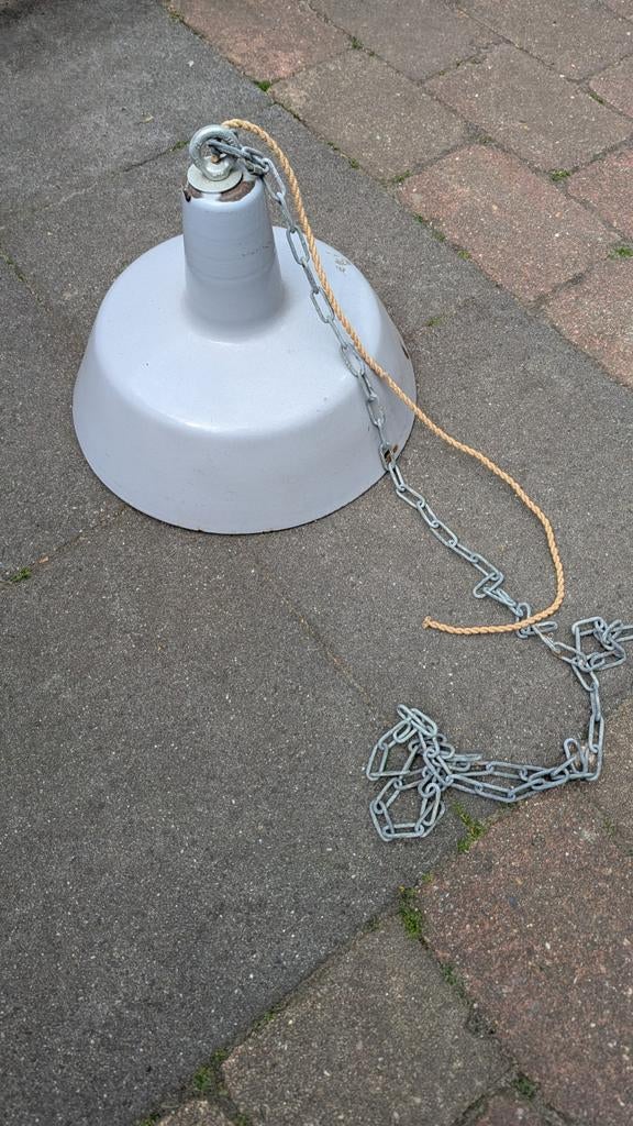 Industriële hanglamp Philips - 42 cm doorsnee, Gebruikt, Ophalen of Verzenden, Minder dan 50 cm, Industrieel, Vintage