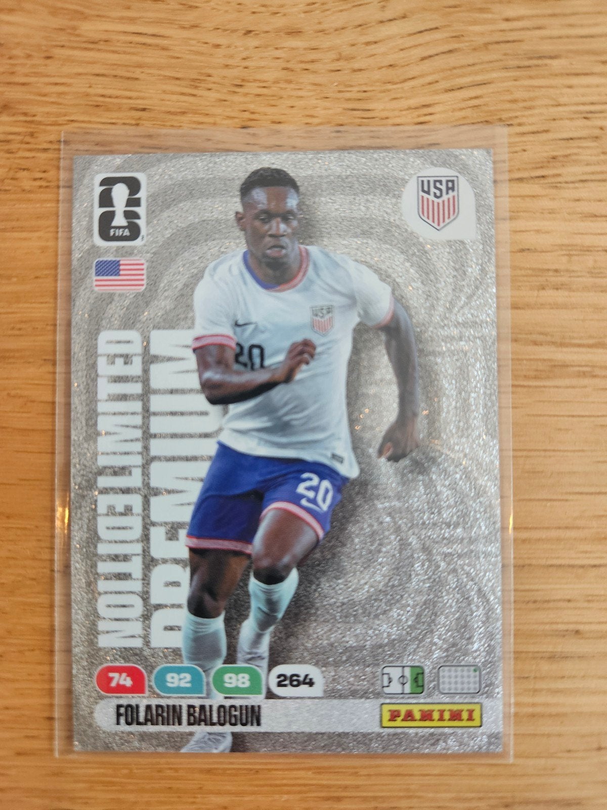 Panini Adrenalyn XL WC2026 Folarin Balogun LE Premium Silver, Ophalen of Verzenden, Zo goed als nieuw, Buitenlandse clubs, Spelerskaart