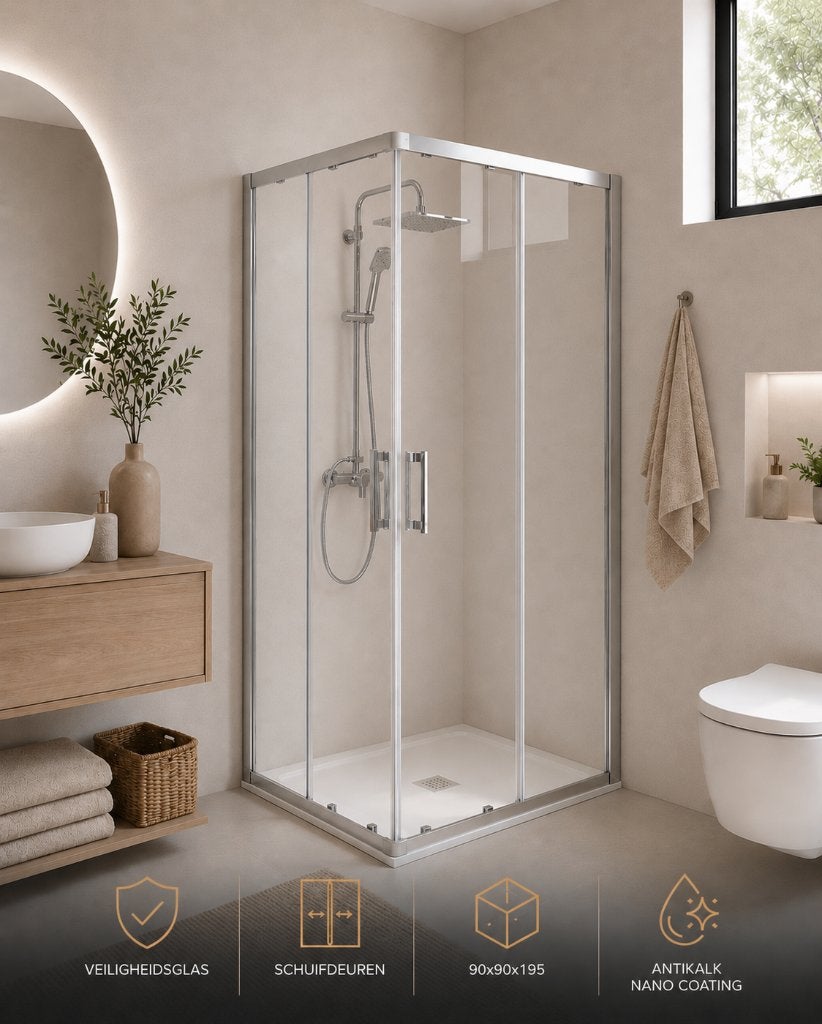 Douchecabine 80x80 cm / schuifdeuren / Antikalk Nano / Nieuw, Ophalen, Nieuw