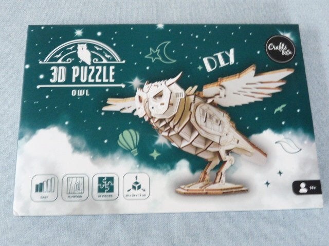 Houten dieren 3D puzzel uil vogel -  Speelgoed bouwpakket -, Dieren, Ophalen of Verzenden, Knutselwerk, Overige merken