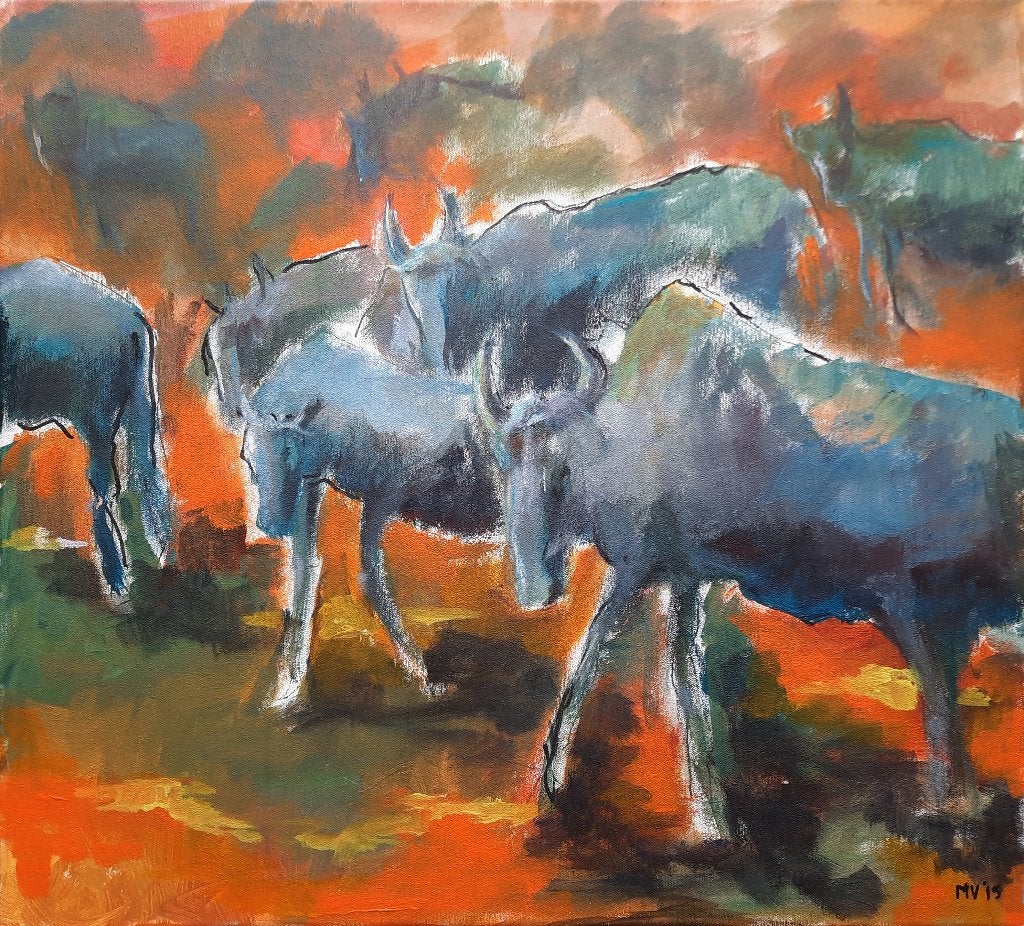 Oerbeest - Margreet Volger, Ophalen of Verzenden, Gesigneerd, Acrylverf, Dieren