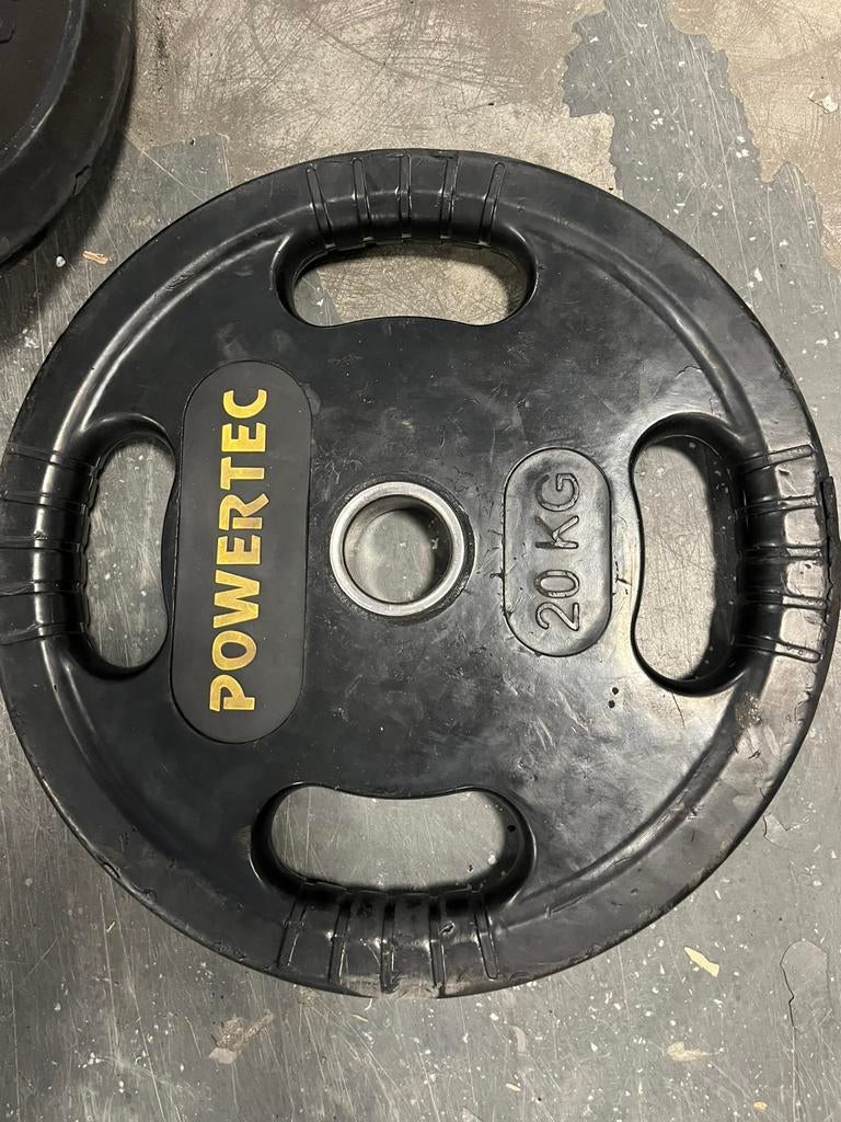 1 x 20 kg powertec Olympische halter schijf 50 mm, Olympische, Halterschijven, Gebruikt, Ophalen of Verzenden