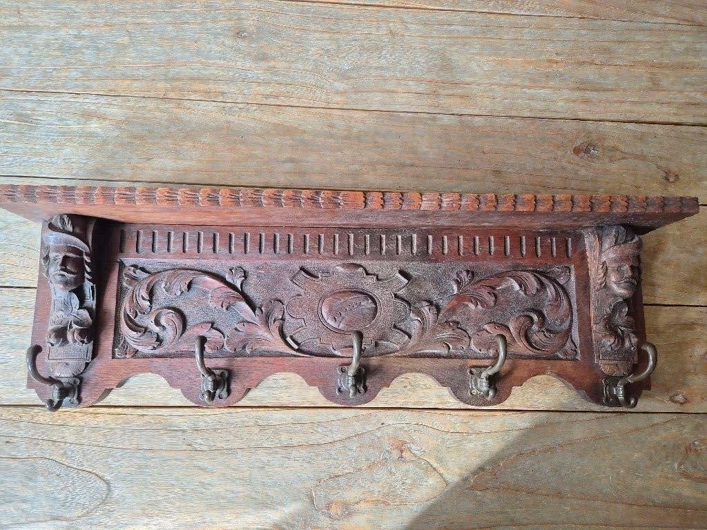 Antiek eiken wandkapstok ( ong 1900), Gebruikt, Minder dan 100 cm, Hout, Ophalen