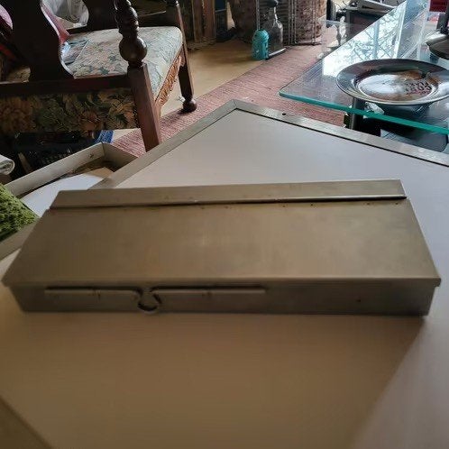 Vintage metalen muntenlade, Ophalen of Verzenden, Gebruikt, Metaal of Blik, Overige thema's