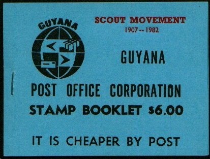 GUYANA 1982 $ 6.00 blue Postzegelboekje, Ovpt. in red SCOUT, Verzenden, Postfris, Zuid-Amerika