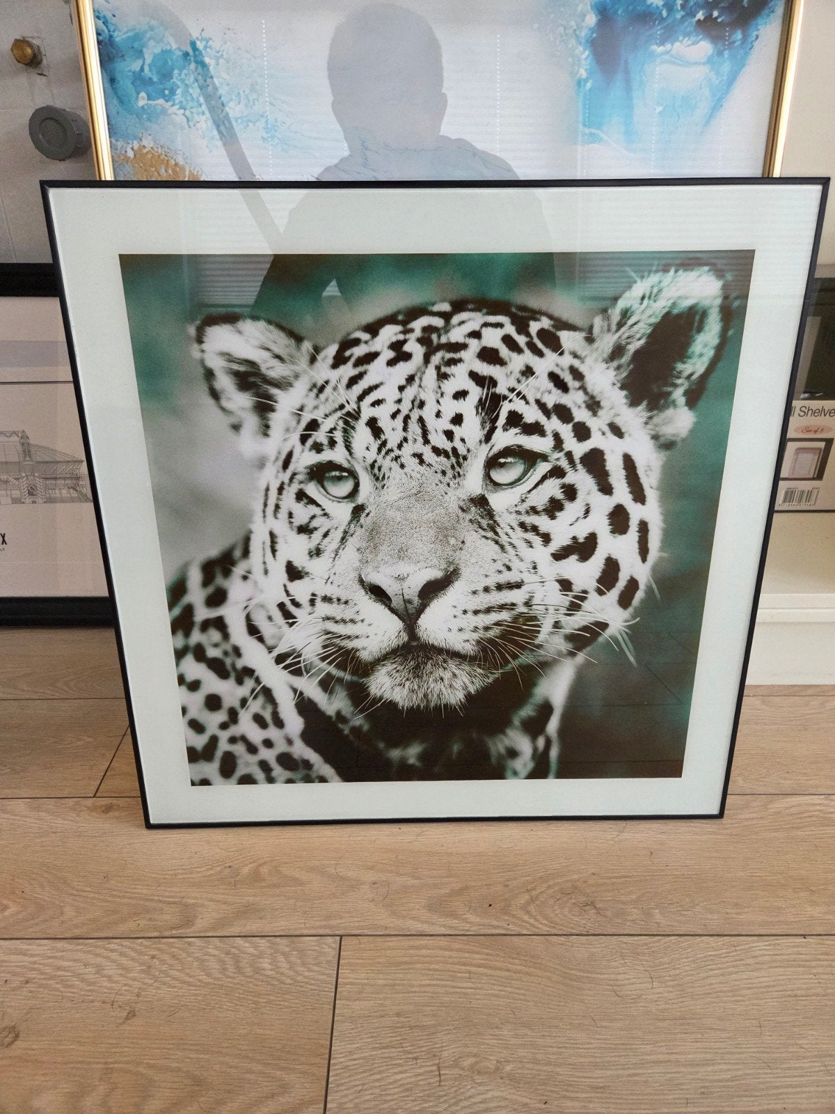 Fotolijst met luipaardprint - Zwart frame, Ophalen, Zo goed als nieuw, Fotolijst, Met afbeelding