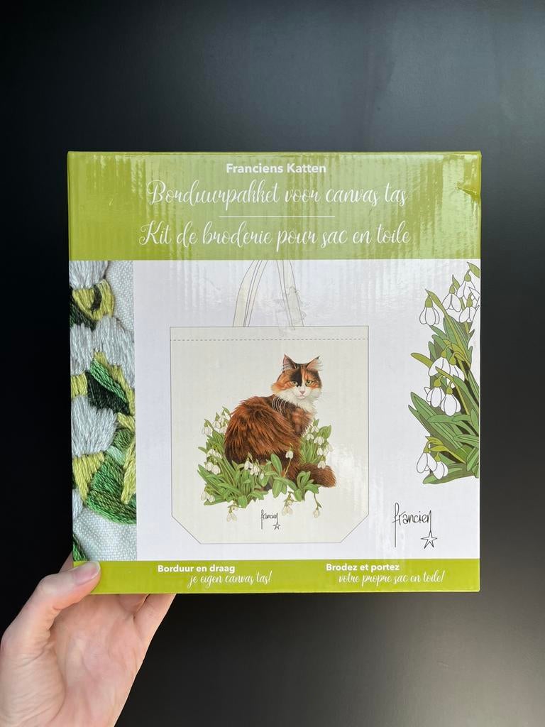 Borduurpakket Franciens katten - Canvas tas borduren, Ophalen of Verzenden, Nieuw, Handborduren, Borduurpakket