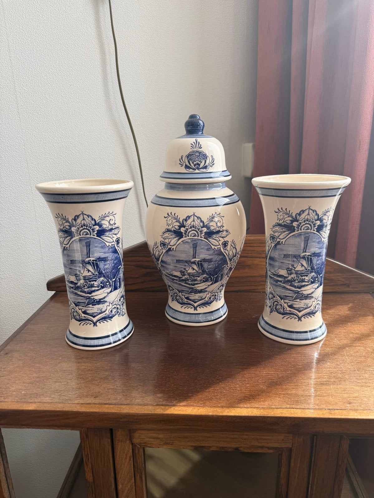 Prachtige handgeschilderde Delfts Blauwe vazen set, Ophalen