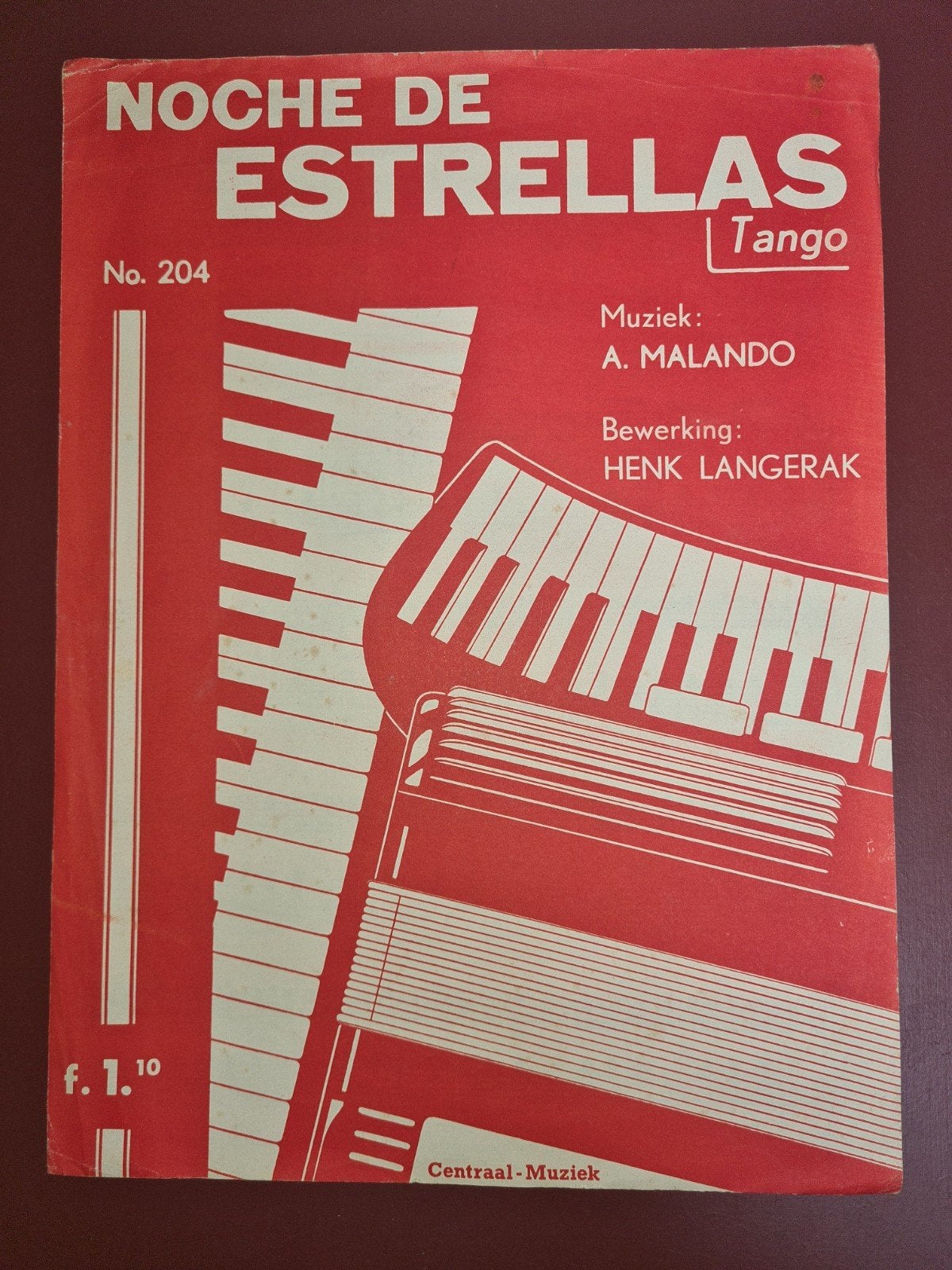 Noche de Estrellas - Tango bladmuziek voor piano/accordeon, Latin en Salsa, Gebruikt, Verzenden, Accordeon