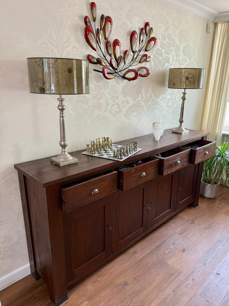 Teak houten dressior, Huis en Inrichting, Kasten | Dressoirs, Ophalen, Zo goed als nieuw, 25 tot 50 cm, 200 cm of meer
