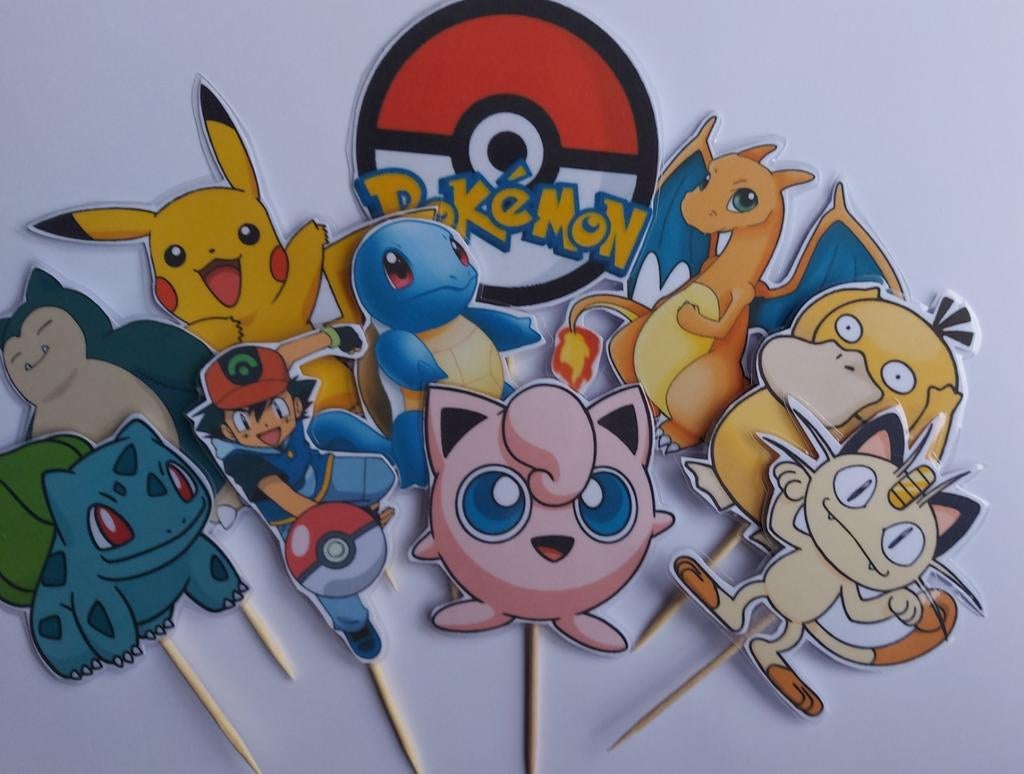 Set van 10 Pokemon cupcake traktatie prikkers, Ophalen of Verzenden, Nieuw, Verjaardag