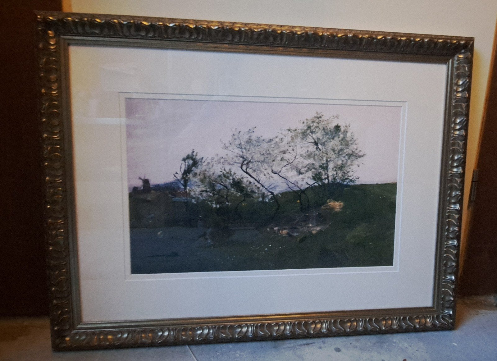 Schilderij met landschap en bloeiende bomen, Ophalen of Verzenden