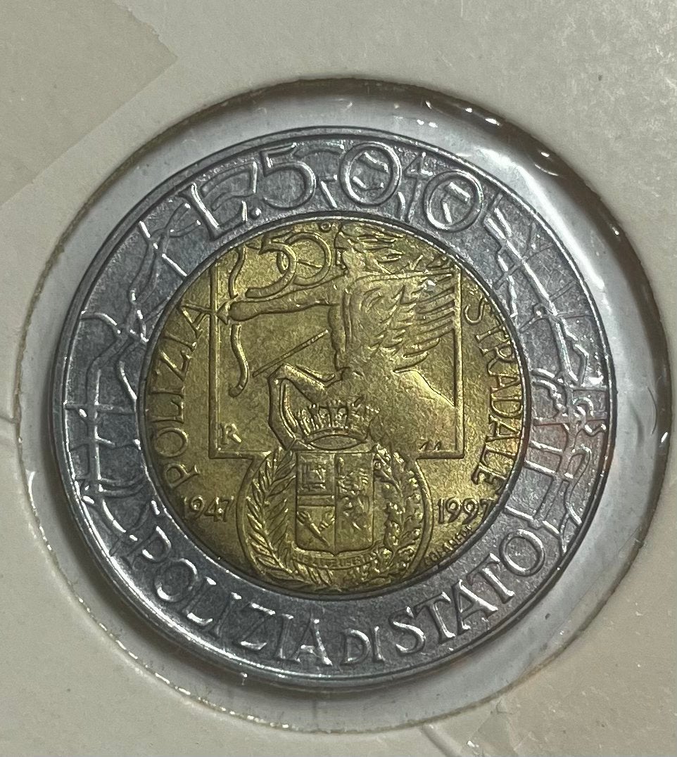 500 lire Italië 1997 polizia stato, Ophalen of Verzenden, Italië