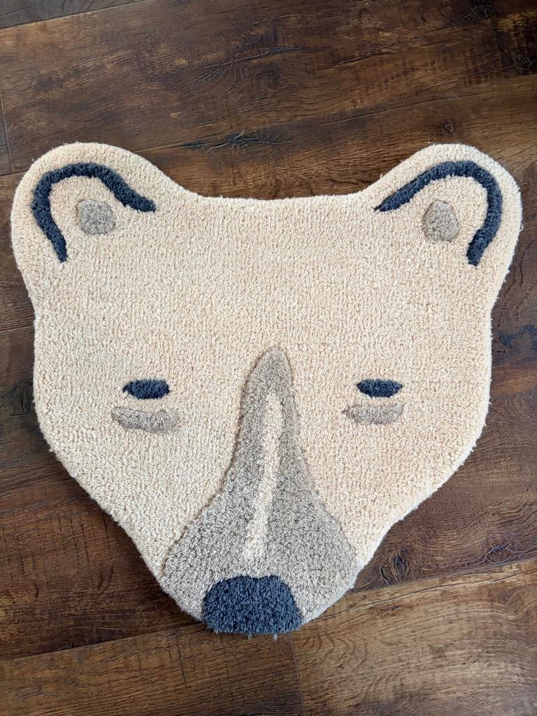 Ferm Living Tufted Polar Bear Head Wandkleed/Vloerkleed, Zo goed als nieuw, Crème, Overige vormen, 50 tot 100 cm