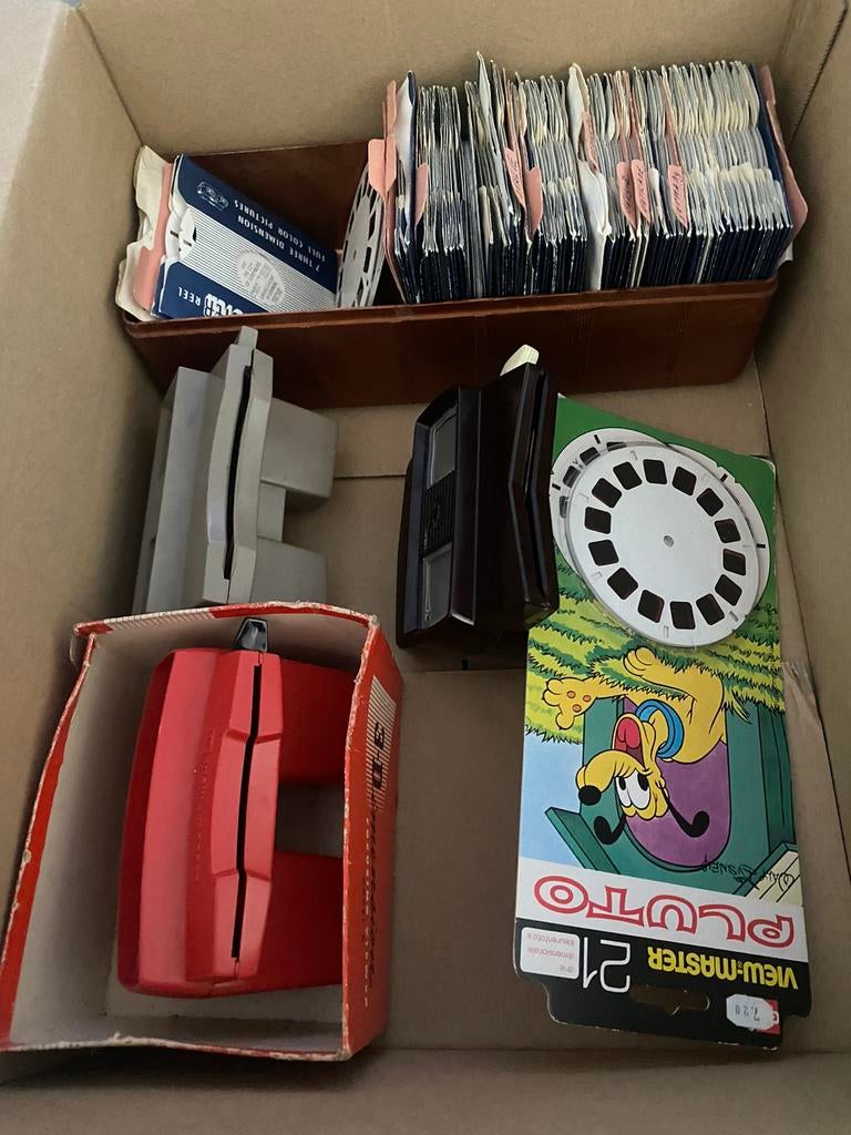 Partij view master compleet met schrijven retro vintage, Diversen, Rommelmarktspullen, Ophalen of Verzenden, Zo goed als nieuw