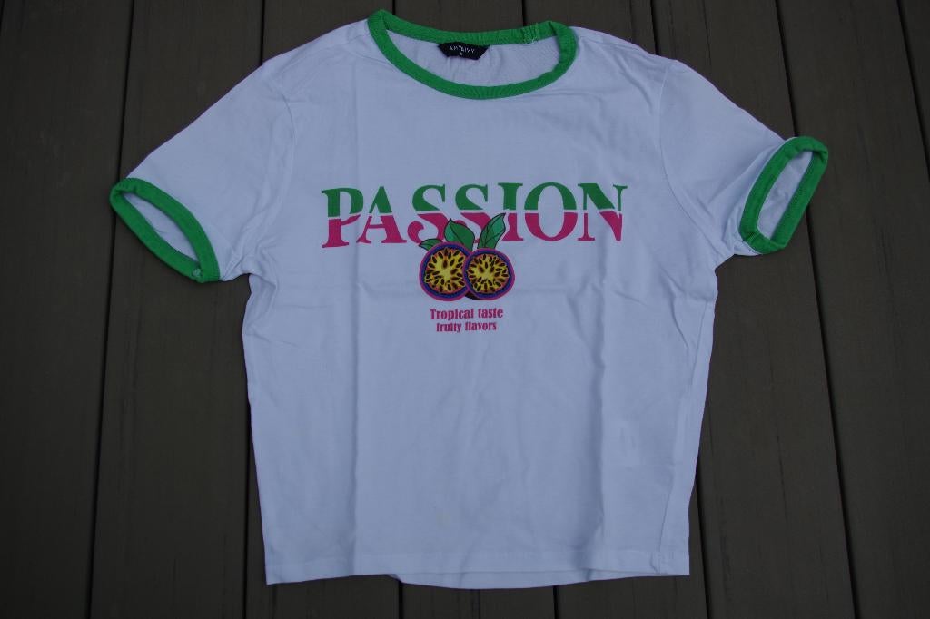 Amy & Ivy shirt (wit/groen), maat XS, Kleding | Dames, T-shirts, Wit, Ophalen of Verzenden, Korte mouw, Maat 34 (XS) of kleiner