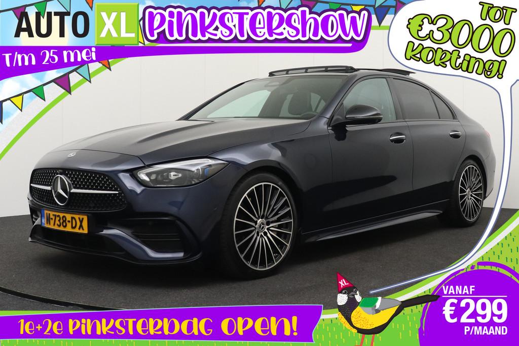 Mercedes-Benz C-Klasse 180 AMG Night-Pack Pano-dak Laser-LED, Automaat, 4 cilinders, Blauw, Bedrijf
