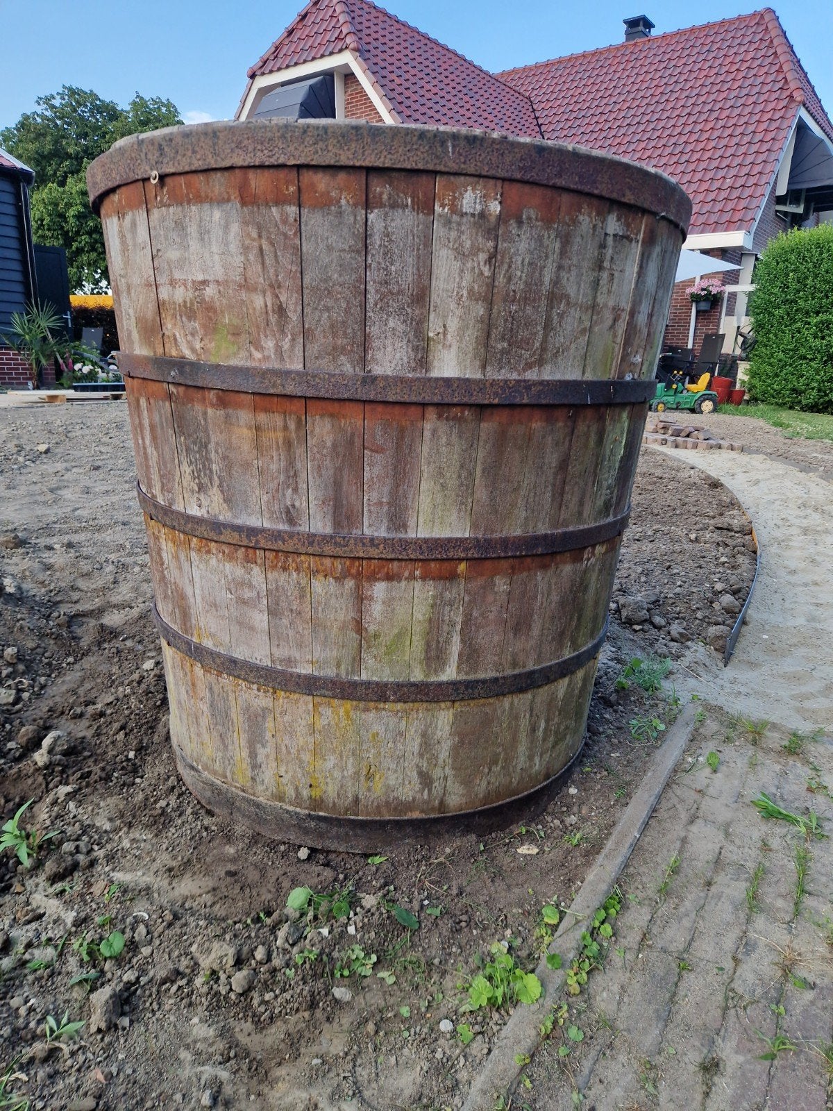 Grote houten kuip / regenton, Ophalen, Gebruikt