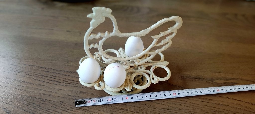 Brocante/Vintage Gietijzeren kip – Eierrek voor 8 eieren, Ophalen of Verzenden