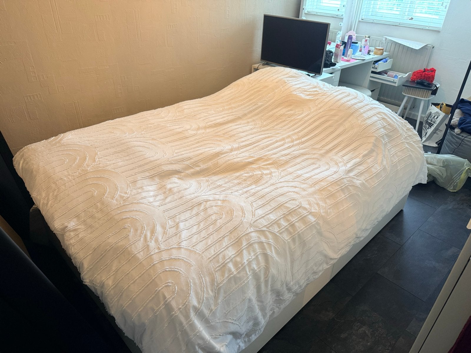 IKEA Brimnes bed 140x200 met 4 lades en lattenbodems, Ophalen, Wit, Tweepersoons, 140 cm