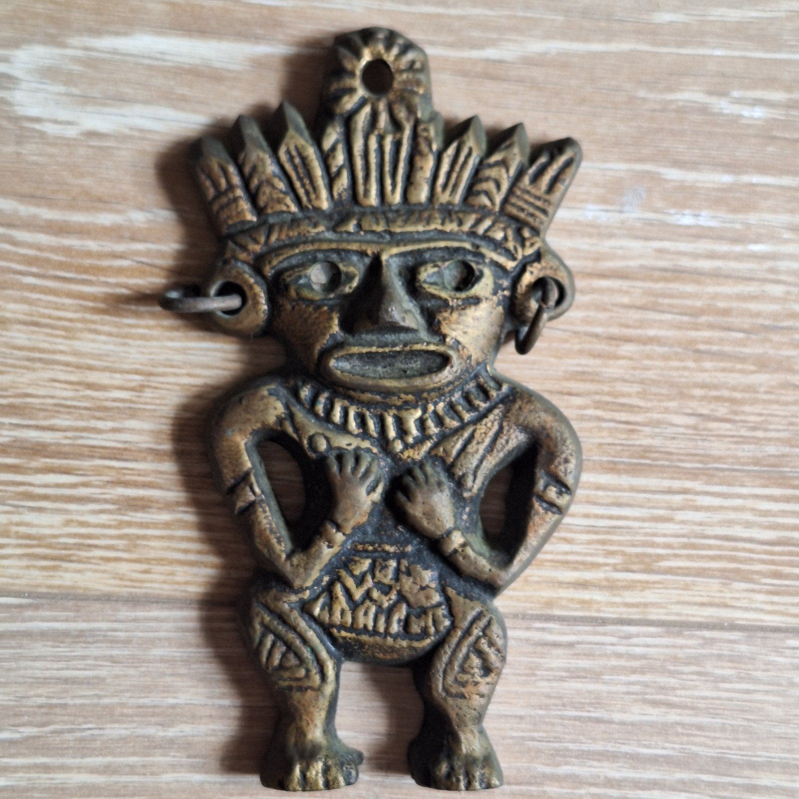 Inca Maya zonnegod Mexico figuur amulet, Verzamelen, Beelden en Beeldjes, Ophalen of Verzenden, Gebruikt, Overige typen