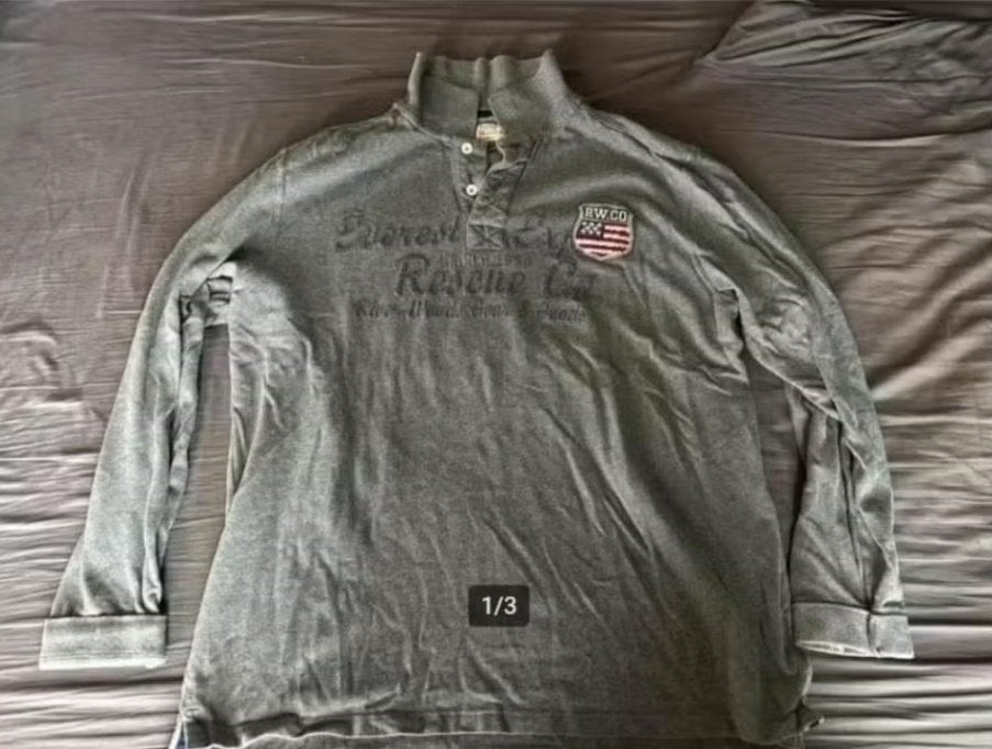 Grijze longsleeve polo River Woods (3XL) ZGAN, Kleding | Heren, Overige maten, Ophalen of Verzenden, Zo goed als nieuw, Grijs