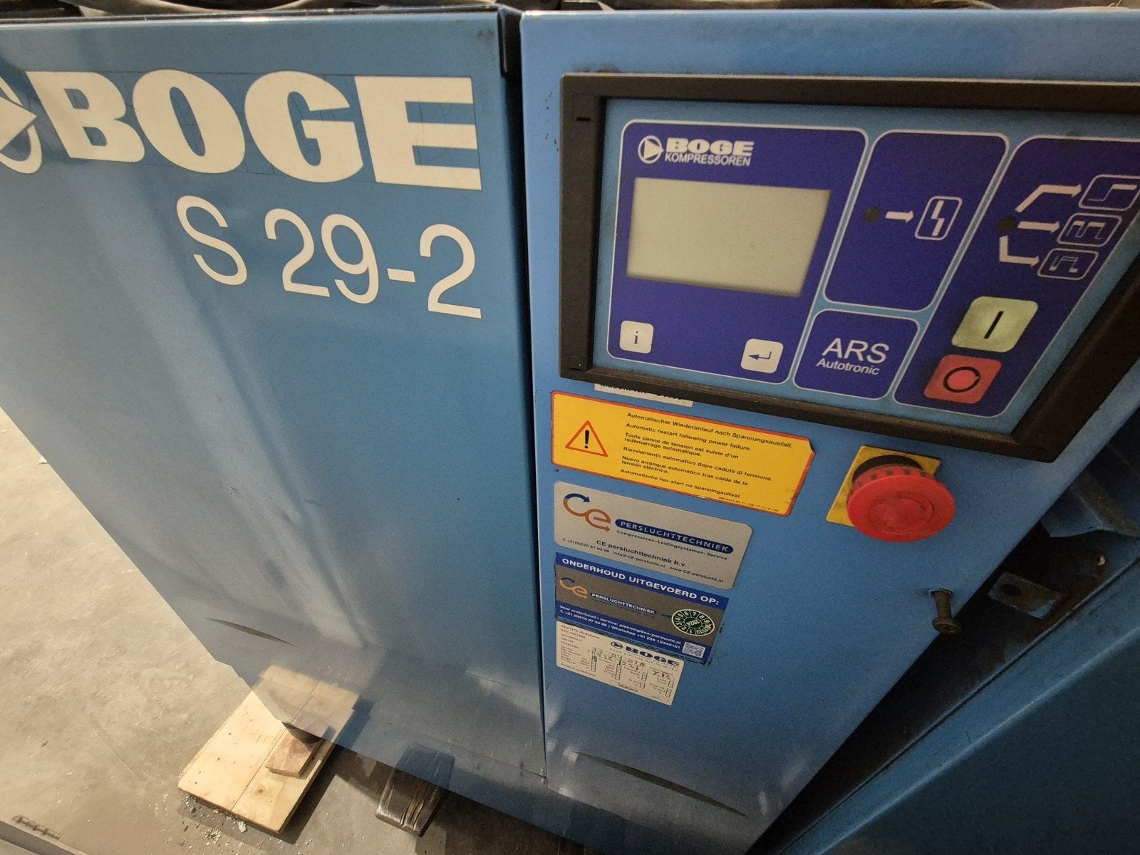 Betrouwbare Boge S29-2 Schroefcompressor – In Goede Staat!, Doe-het-zelf en Verbouw, Compressors, Ophalen, Gebruikt, 6 tot 10 bar