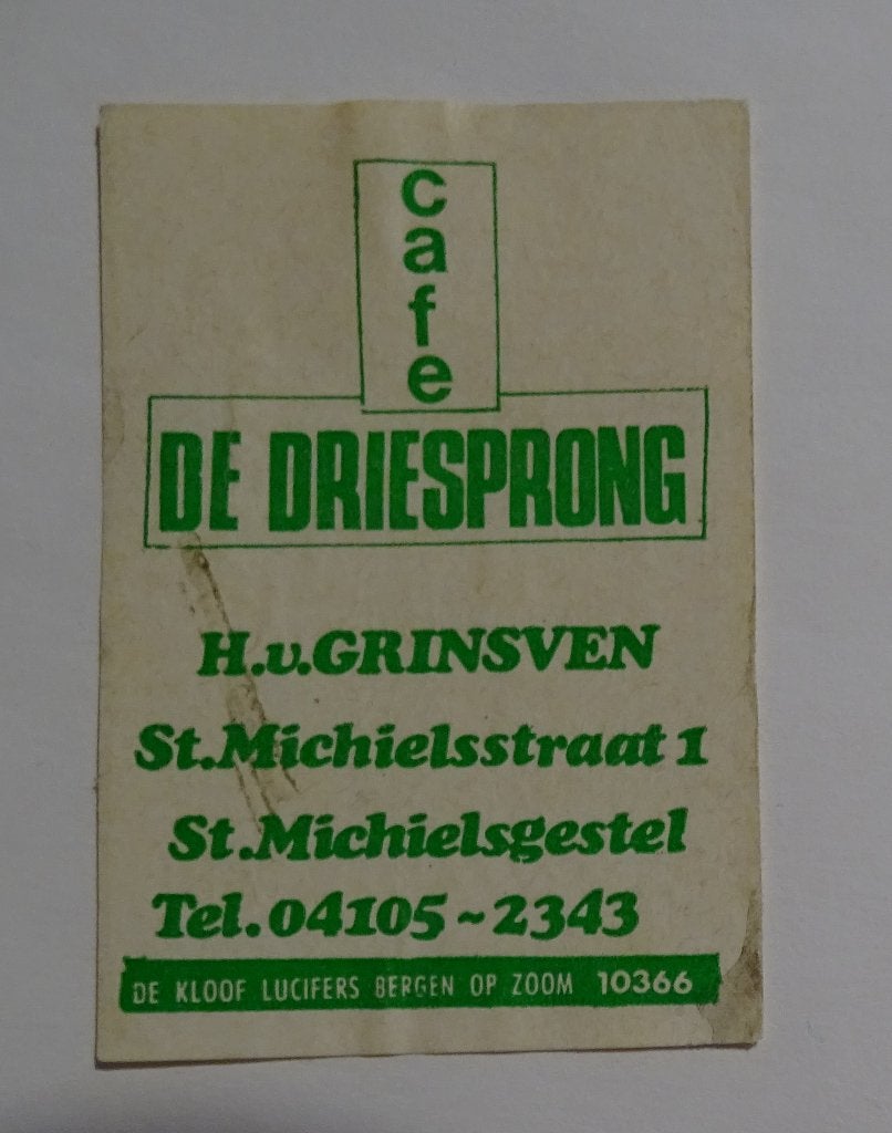 Café   DE DRIESPRONG   ST. MICHIELGESTEL, Verzenden, Luciferdoosjes of -merken