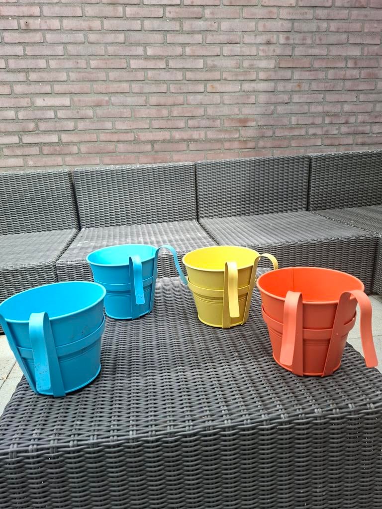 Hang/ balkon potten ijzer, Tuin en Terras, Bloempotten, Ophalen, Balkon, Rond, Metaal