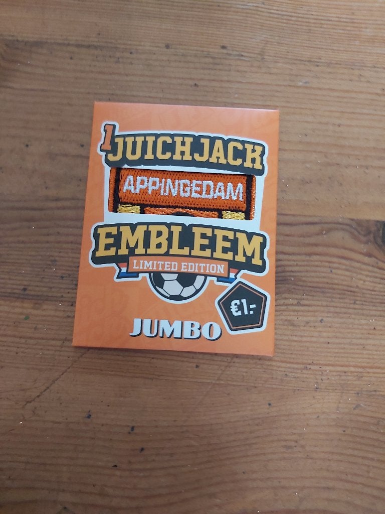 Jumbo juich embleem / juichjack embleem Appingedam, Jumbo, Ophalen of Verzenden