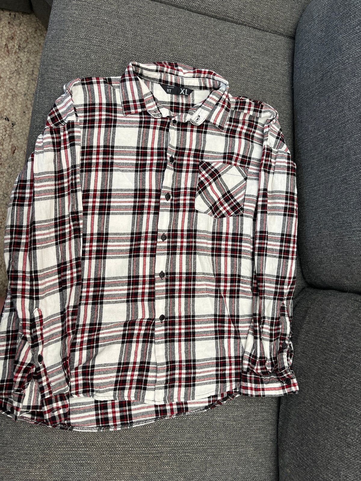Geruit flanellen overhemd - (XL), Ophalen, Gedragen, Meerkleurig, Halswijdte 43/44 (XL)