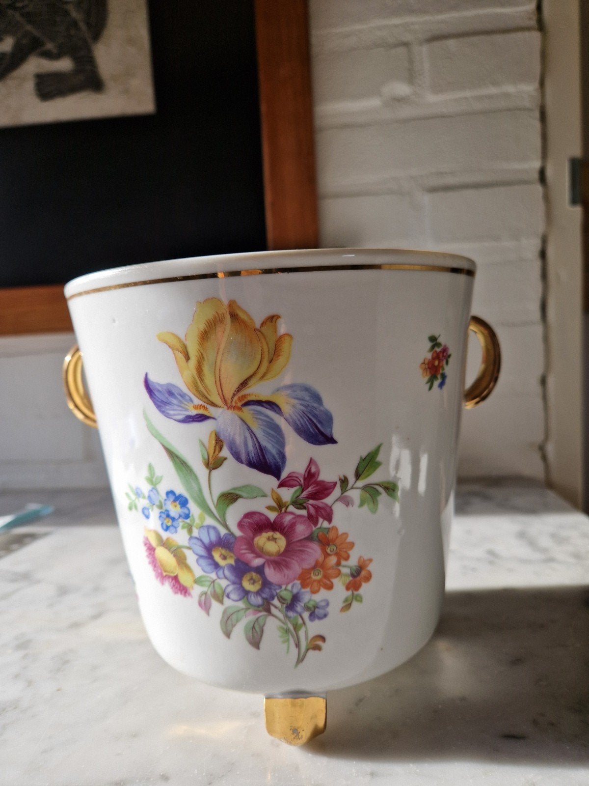 Metzler en Ortlof porseleinen bloempot met bloemmotief, Ophalen of Verzenden