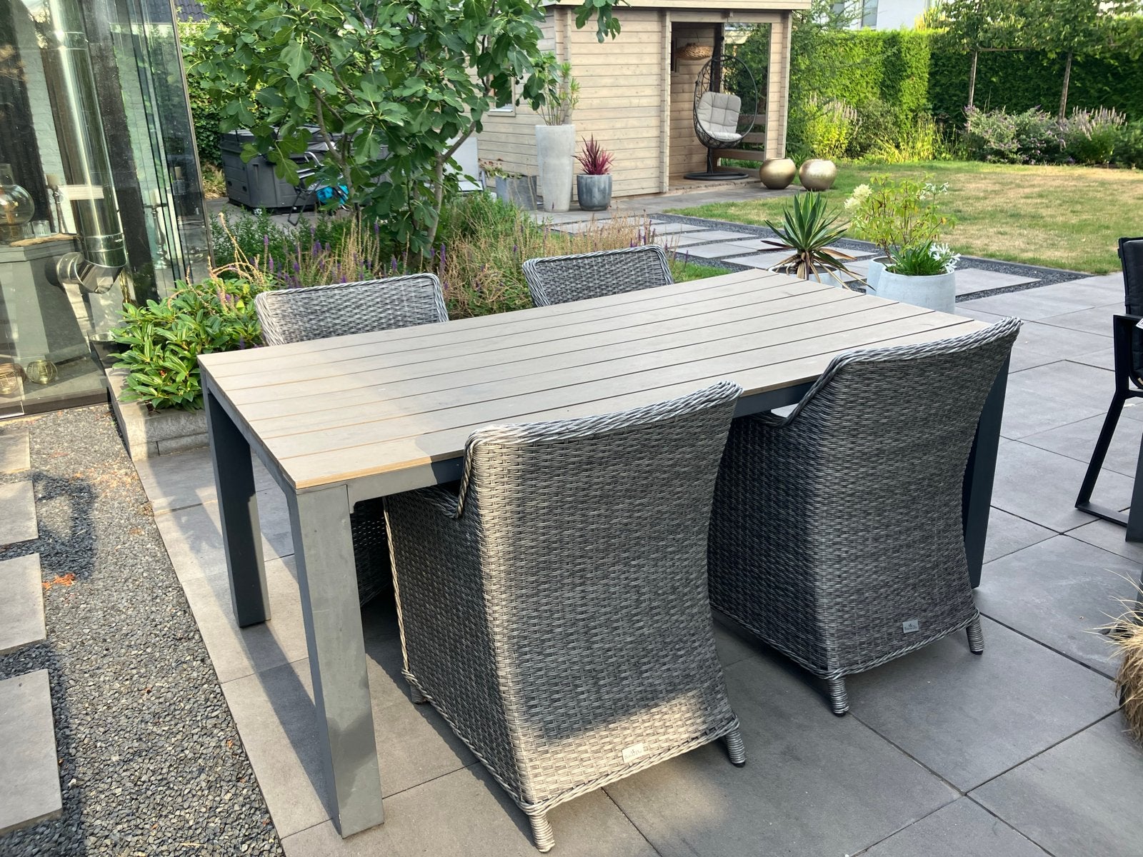 Tuinset met tafel en 4 stoelen - Bois Le Duc, Ophalen, Gebruikt, Rechthoekig, Wicker