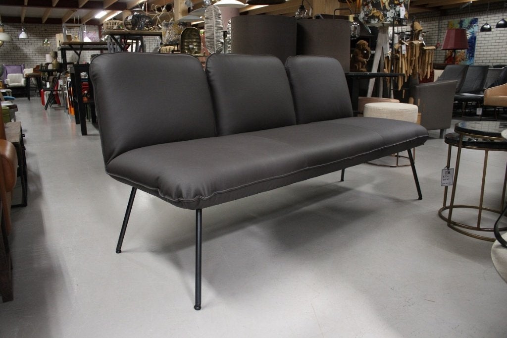 Luxe eetkamerbank Shuffle Jess Design leer zwart wachtruimte, Ophalen, Zwart, Zo goed als nieuw, Vijf, Zes of meer stoelen