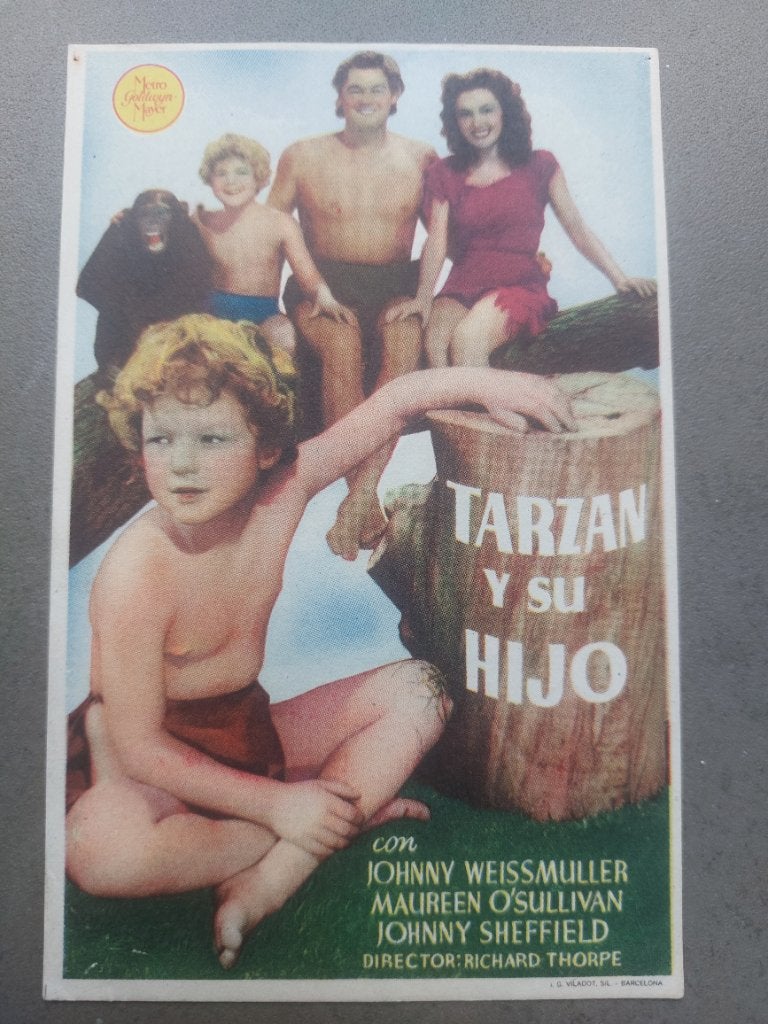 Flyer cinema jaren 40 "Tarzan y su Hijo", Ophalen of Verzenden, Overige figuren, Zo goed als nieuw, Plaatje, Poster of Sticker
