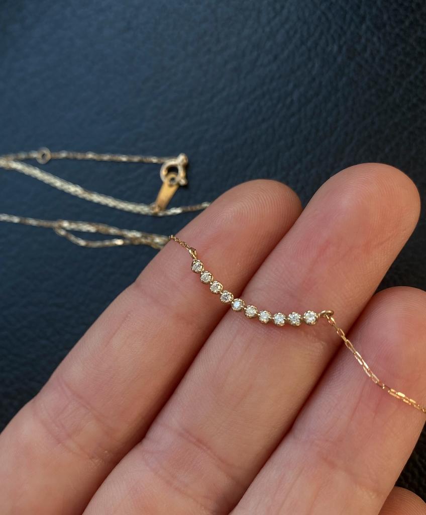 10 diamanten ketting geel goud, Nieuw, Ophalen of Verzenden, Verstelbaar, Goud