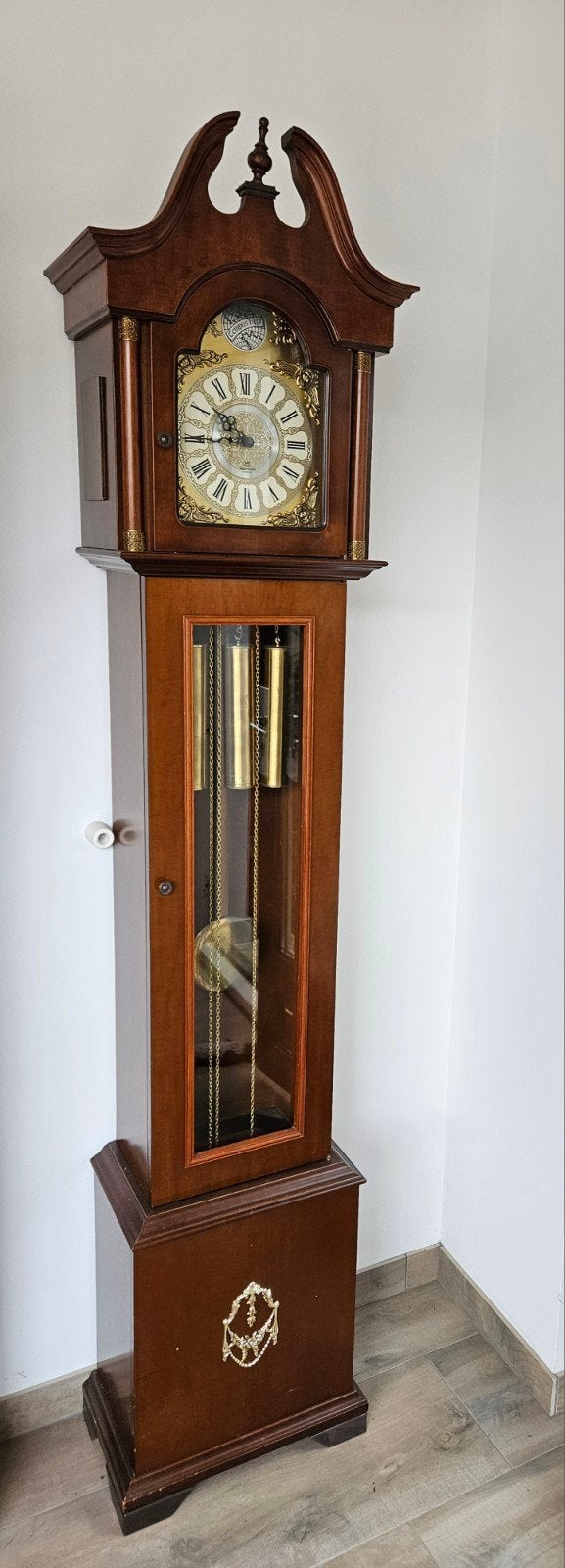 Antieke staande klok met slinger en gewichten, Antiek en Kunst, Ophalen