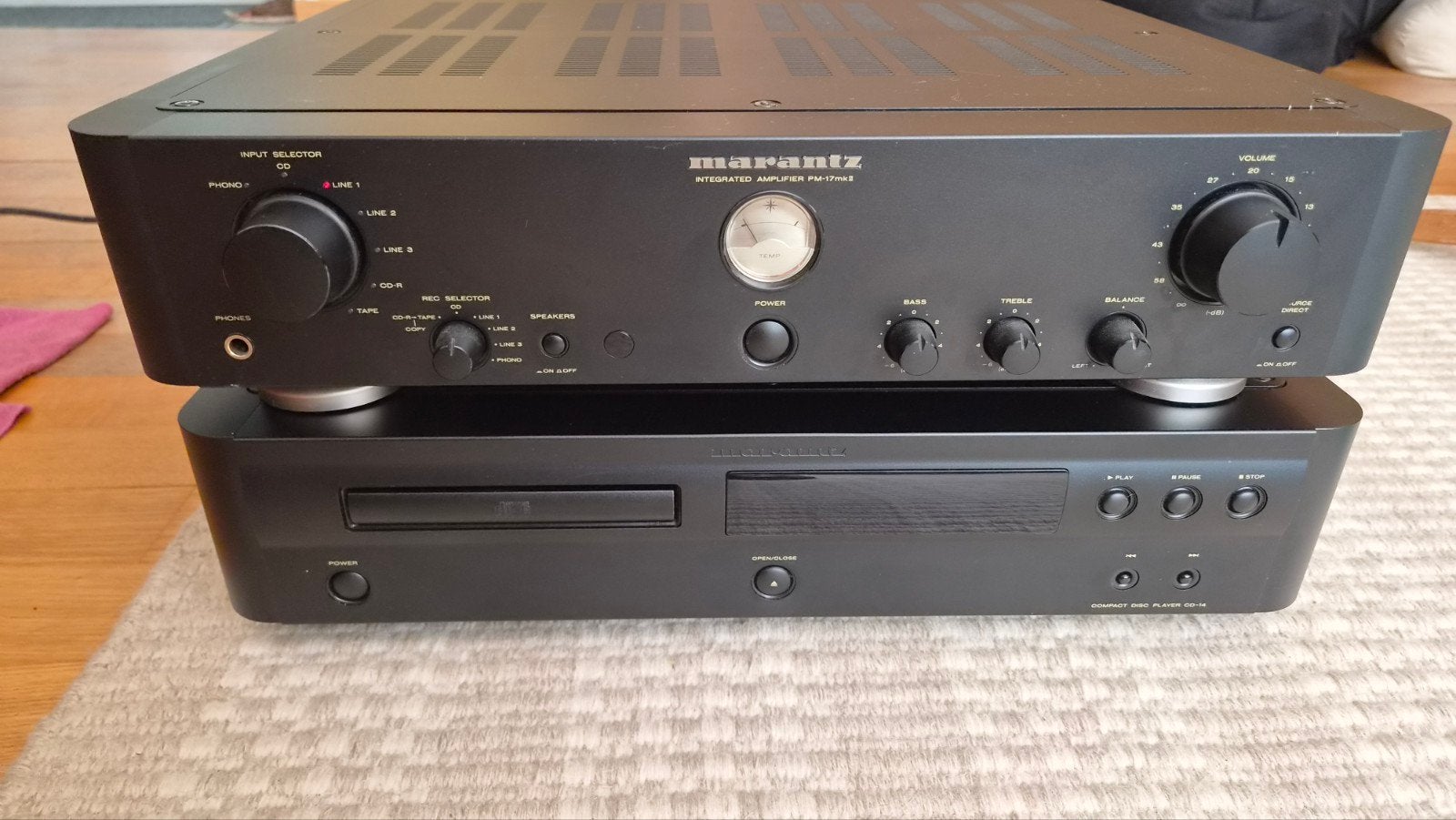 Marantz PM-17 mk2  Zwart –  met originele afstandsbediening, Ophalen of Verzenden, Zo goed als nieuw, 60 tot 120 watt, Marantz