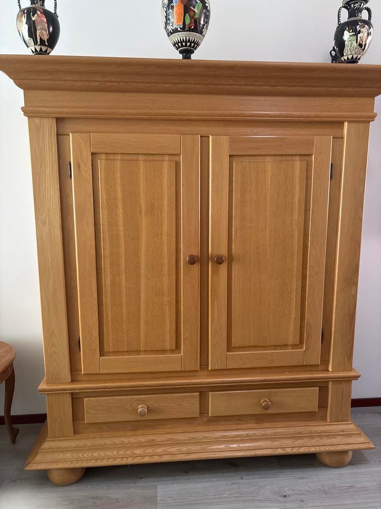 Massief eikenhouten kast met 2 deuren en 2 lades, Huis en Inrichting, Kasten | Overige, Ophalen, Gebruikt